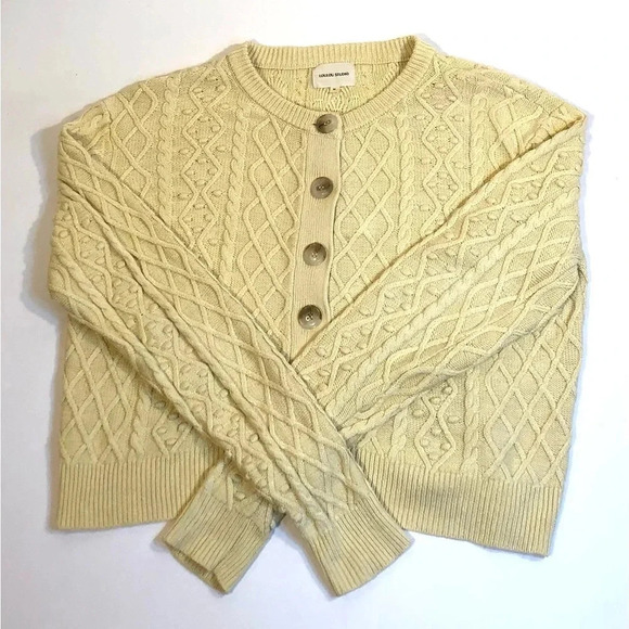 LouLou Studio Women's Scoop Neck Cable Knit Silk/Linen Cardigan Sweater. Size M - Picture 5 of 10
